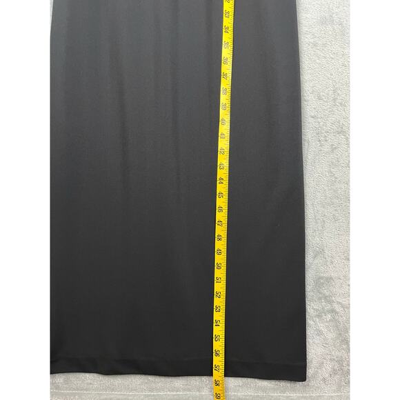 Vintage 90s Y2K Black Maxi Dress 14 Whimsigoth Spaghetti Straps Slit Witchy - Picture 15 of 16